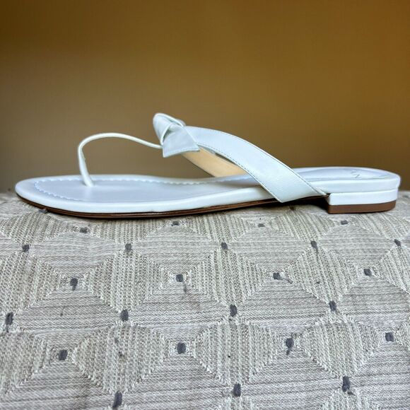 Alexandre Birman Clarita White Leather Bow Thong Sandal Shoes Women EU 37 US 6.5 - Picture 13 of 15